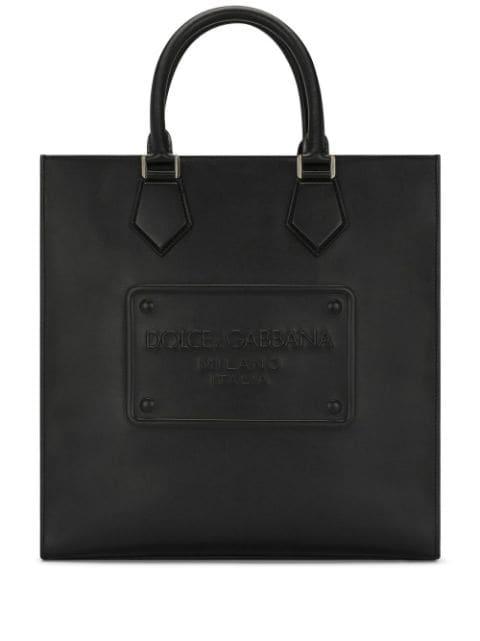 logo-embossed leather tote bag by DOLCE&GABBANA