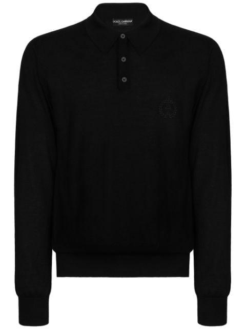 logo-embroidered cashmere polo shirt by DOLCE&GABBANA