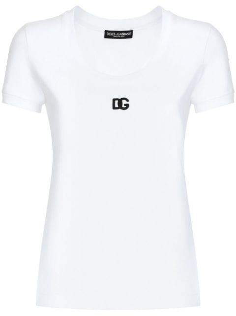 logo-embroidered cotton-blend T-shirt by DOLCE&GABBANA