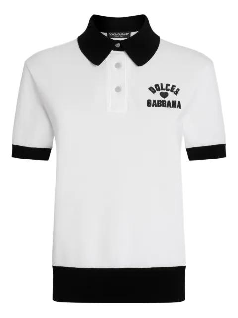 logo-embroidered cotton polo top by DOLCE&GABBANA