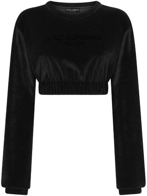 logo-embroidered cropped sweatshirt by DOLCE&GABBANA