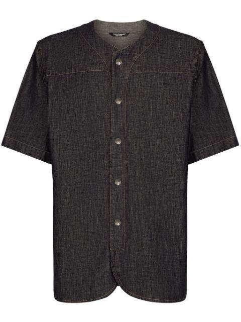 logo-embroidered denim shirt by DOLCE&GABBANA