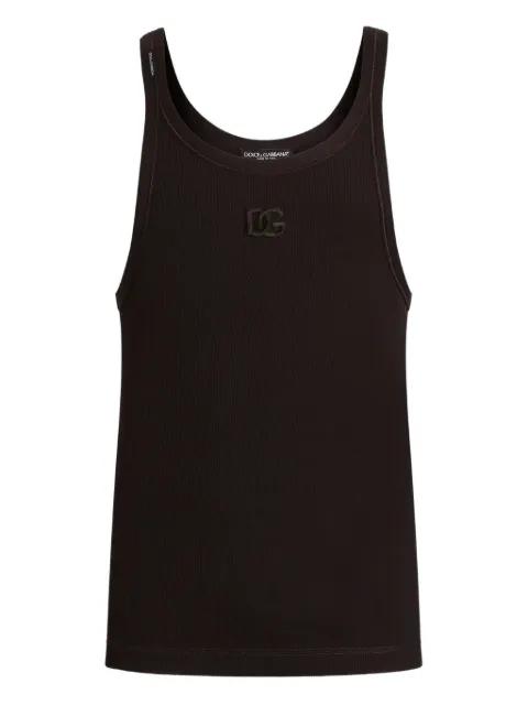 logo-embroidered ribbed tank top by DOLCE&GABBANA