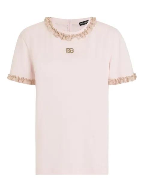 logo-embroidered ruffled T-shirt by DOLCE&GABBANA