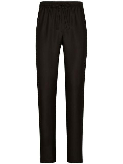 logo-embroidered silk jogging pants by DOLCE&GABBANA