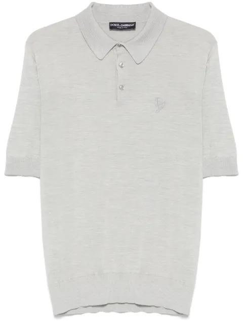 logo-embroidered silk polo shirt by DOLCE&GABBANA