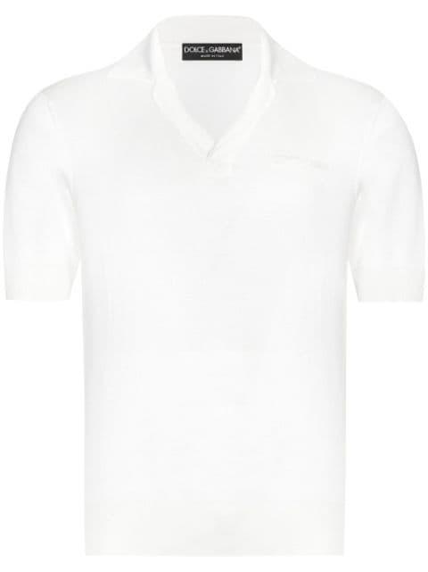 logo-embroidered silk polo shirt by DOLCE&GABBANA