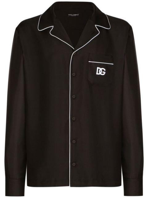 logo-embroidered silk shirt by DOLCE&GABBANA