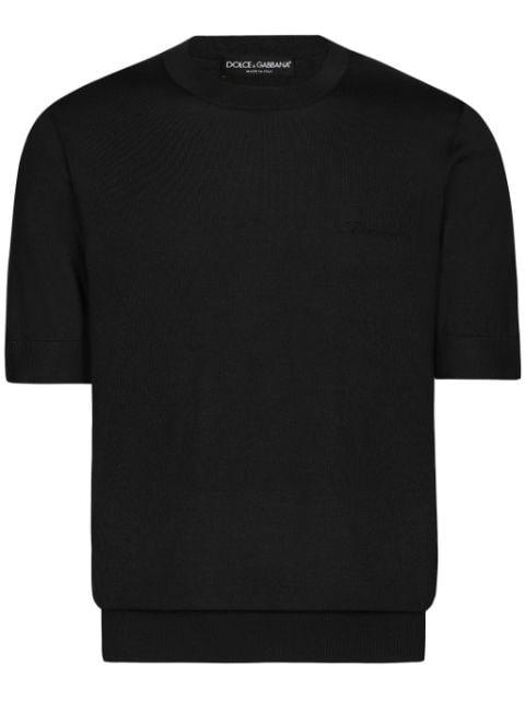 logo-embroidered silk sweater by DOLCE&GABBANA