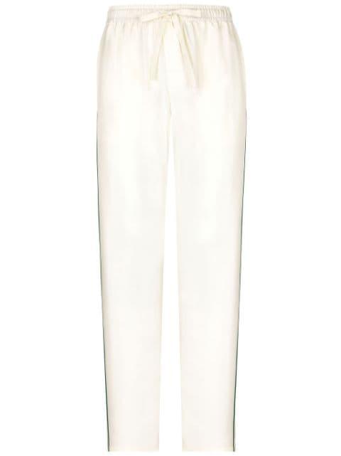 logo-embroidered silk trousers by DOLCE&GABBANA