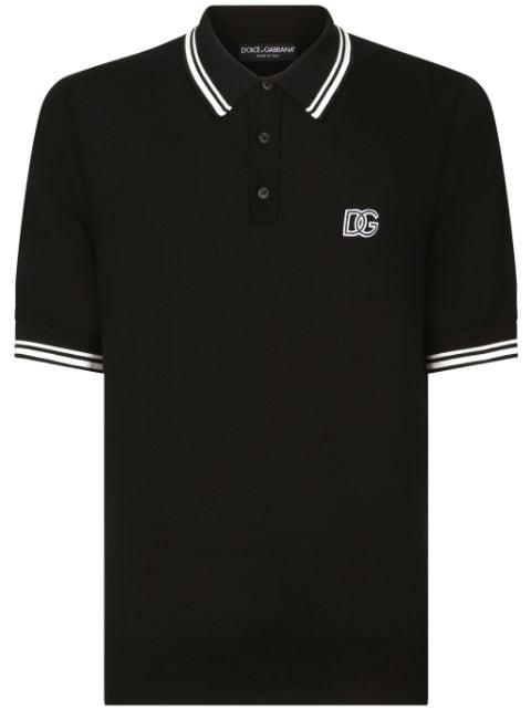 logo-embroidered stripe-detail polo shirt by DOLCE&GABBANA
