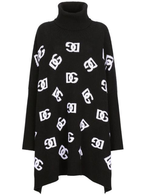 logo-jacquard roll neck poncho by DOLCE&GABBANA