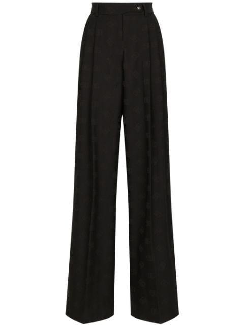 logo-jacquard wool palazzo pants by DOLCE&GABBANA
