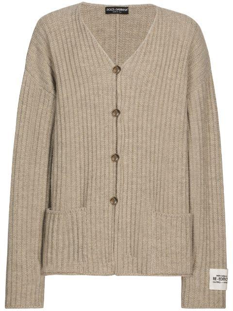logo-patch V-neck cardigan by DOLCE&GABBANA