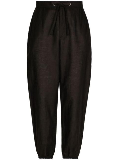logo-patch drawstring-waist trousers by DOLCE&GABBANA