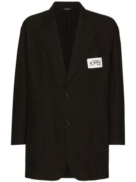 logo-patch silk-cotton blazer by DOLCE&GABBANA