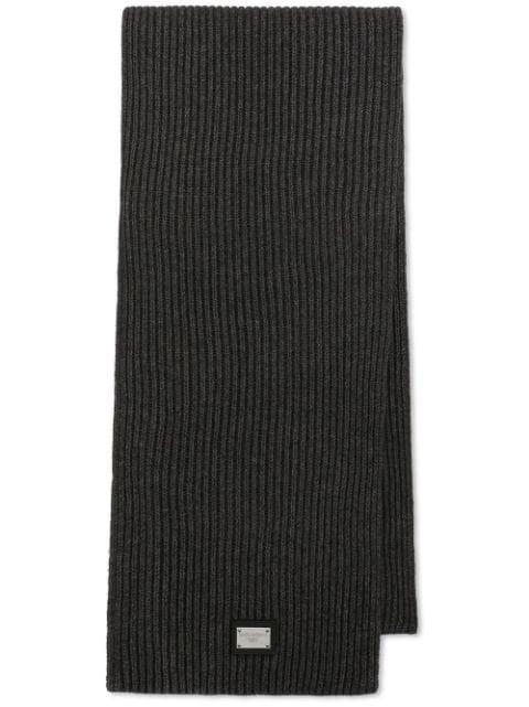 logo-patch wool scarf by DOLCE&GABBANA
