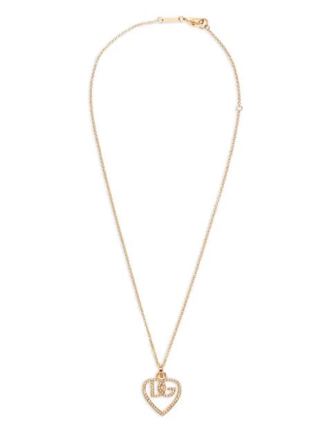 logo-pendant crystal-embellished necklace by DOLCE&GABBANA