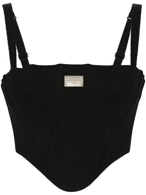 logo-plaque cropped bustier top by DOLCE&GABBANA