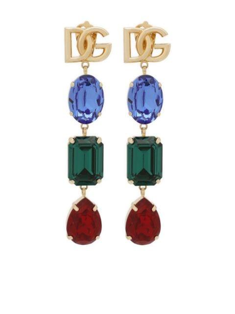 logo-plaque crystal-embellished earrings by DOLCE&GABBANA