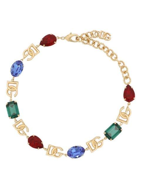 logo-plaque crystal-embellished necklace by DOLCE&GABBANA