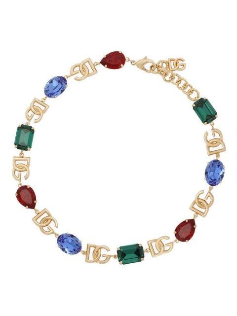 logo-plaque crystal-embellished necklace by DOLCE&GABBANA