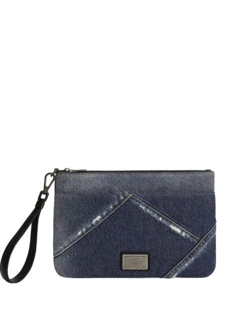 logo-plaque denim clutch bag by DOLCE&GABBANA