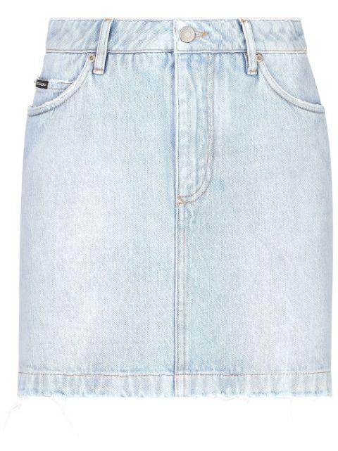 logo-plaque denim skirt by DOLCE&GABBANA