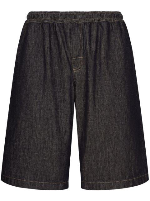 logo-plaque denim track shorts by DOLCE&GABBANA
