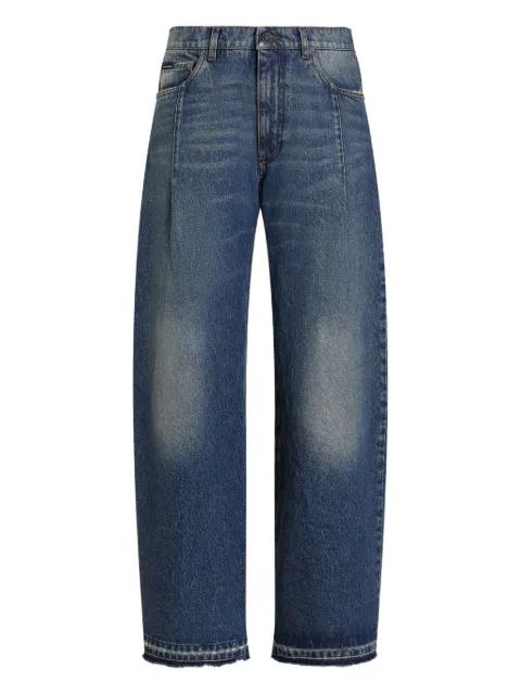 logo-plaque frayed wide-leg jeans by DOLCE&GABBANA