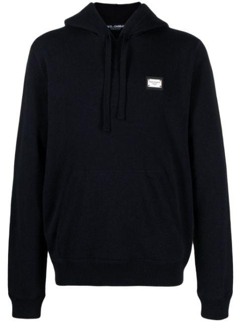 logo-plaque knitted hoodie by DOLCE&GABBANA