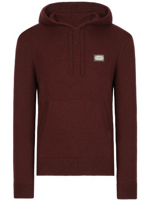 logo-plaque knitted hoodie by DOLCE&GABBANA