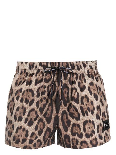 logo-plaque leopard-print swim shorts by DOLCE&GABBANA