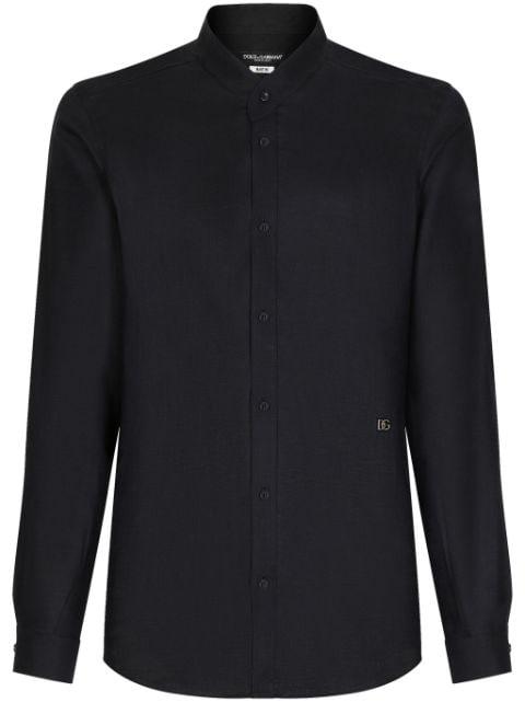 logo-plaque linen shirt by DOLCE&GABBANA