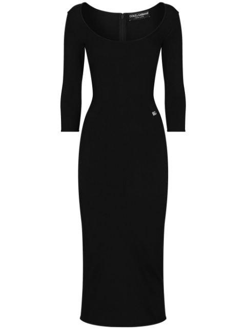 logo-plaque midi dress by DOLCE&GABBANA