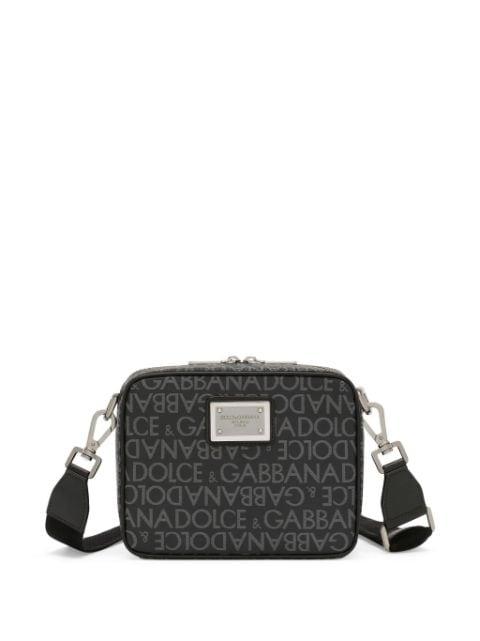 logo-plaque monogram-pattern shoulder bag by DOLCE&GABBANA