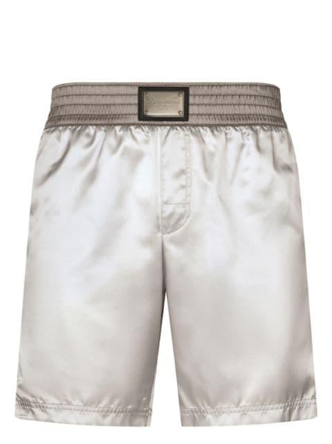logo-plaque satin swim shorts by DOLCE&GABBANA