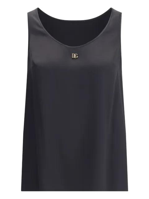 logo-plaque silk top by DOLCE&GABBANA