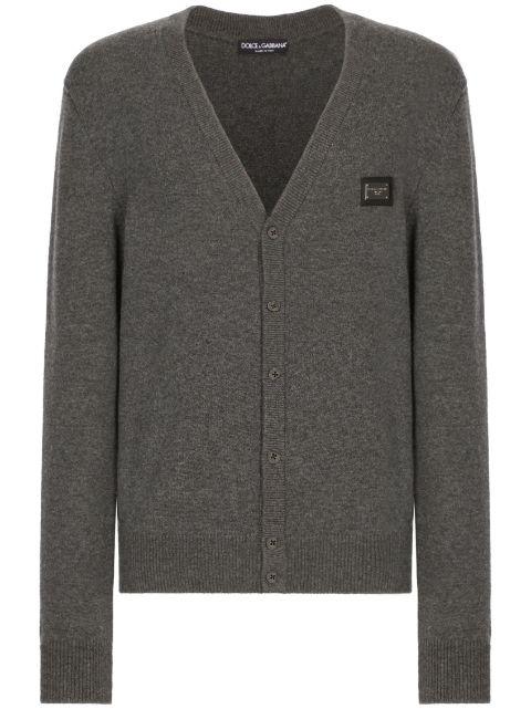 logo-plaque wool-blend cardigan by DOLCE&GABBANA