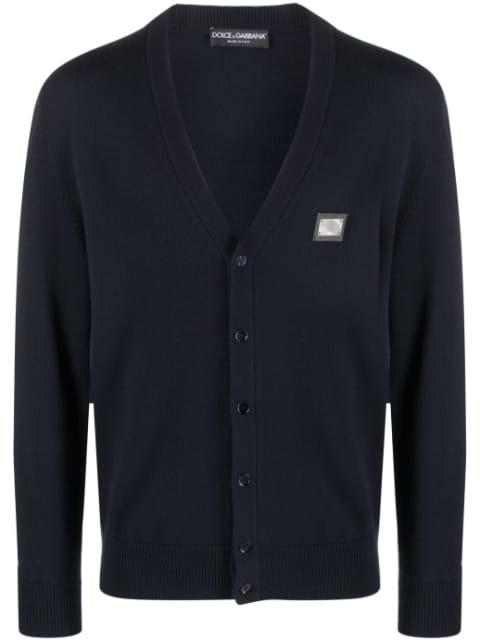 logo-plaque wool-blend cardigan by DOLCE&GABBANA