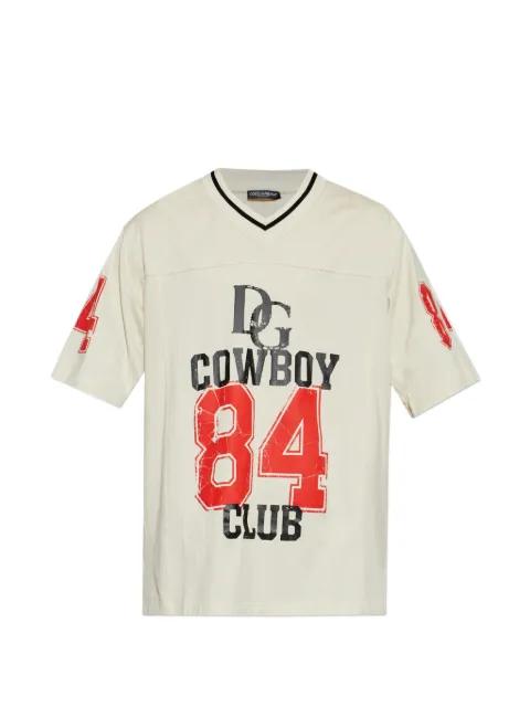 logo-print V-neck T-shirt by DOLCE&GABBANA