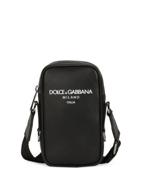 logo-print leather shoulder bag by DOLCE&GABBANA