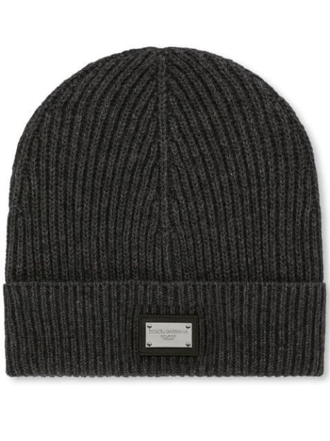 logo-tag cashmere-wool beanie hat by DOLCE&GABBANA