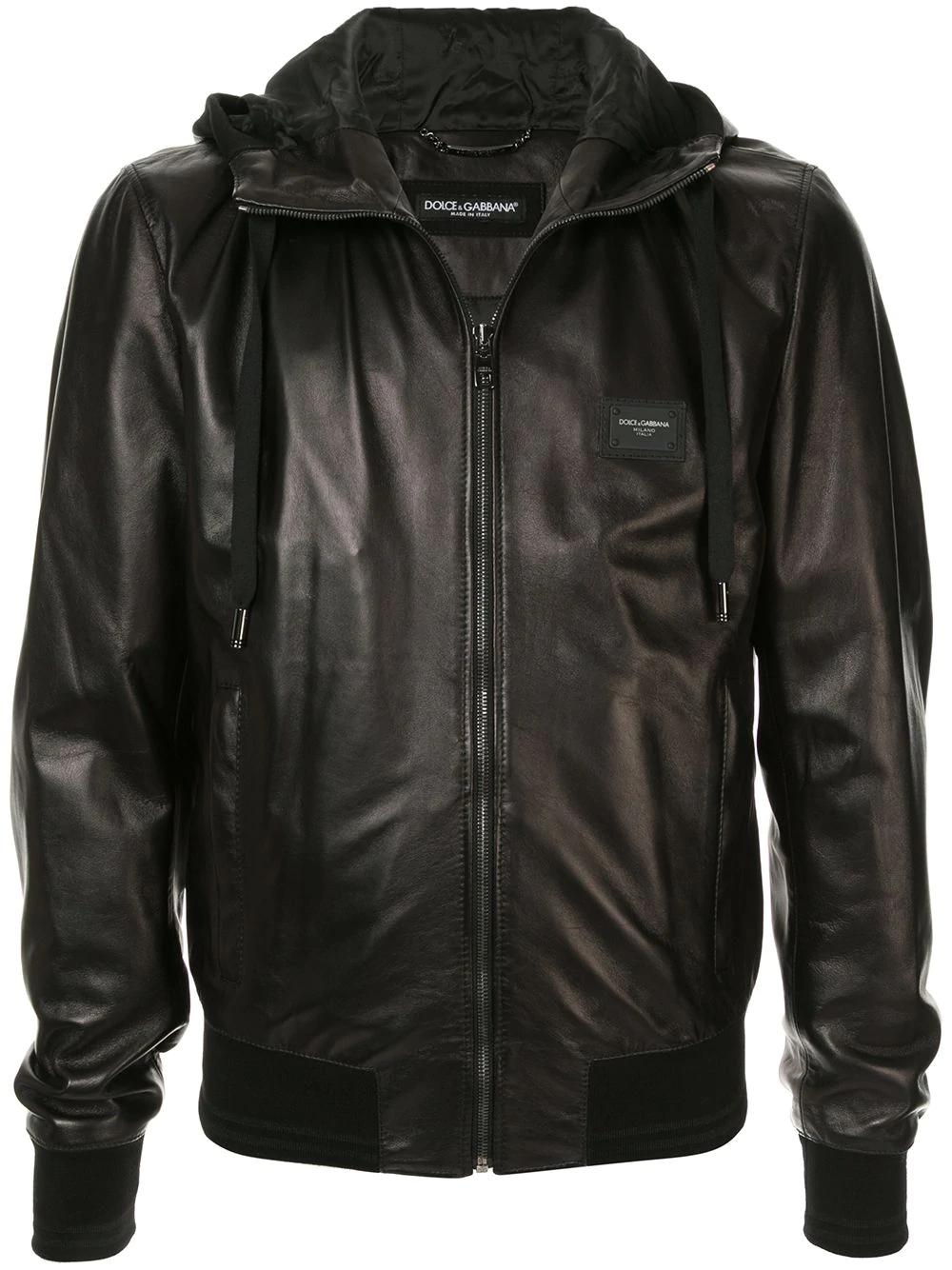 logo-tag leather jacket by DOLCE&GABBANA