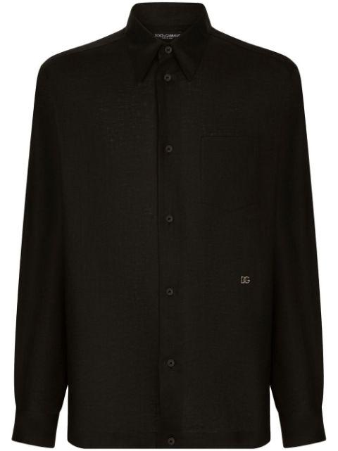 logo-tag linen shirt by DOLCE&GABBANA