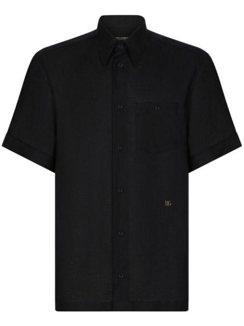 logo-tag linen shirt by DOLCE&GABBANA