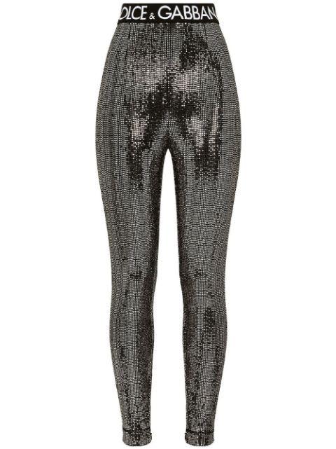 logo-waistband sequin-embellished leggings by DOLCE&GABBANA