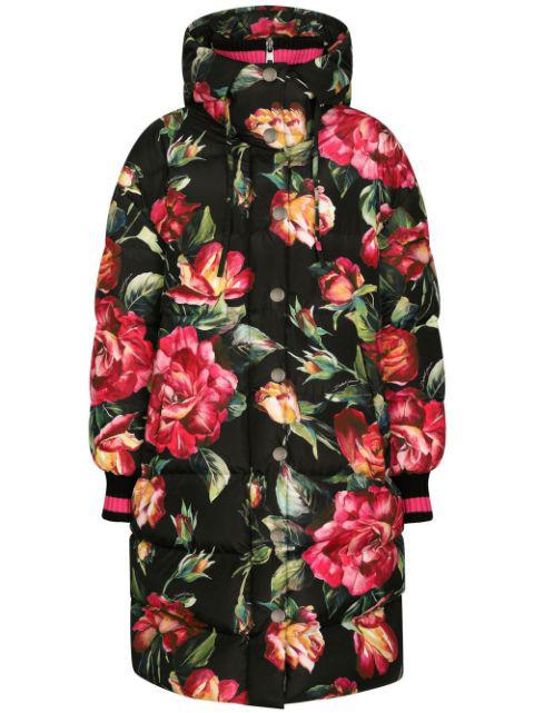 long floral-print down jacket by DOLCE&GABBANA