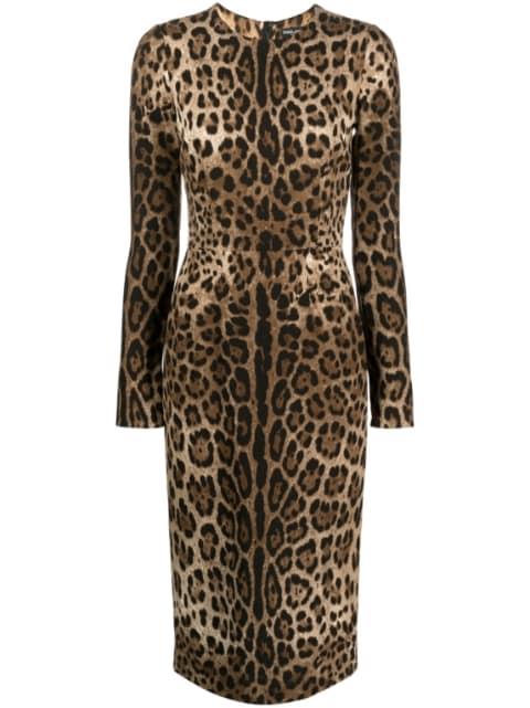 long-sleeve leopard-print dress by DOLCE&GABBANA