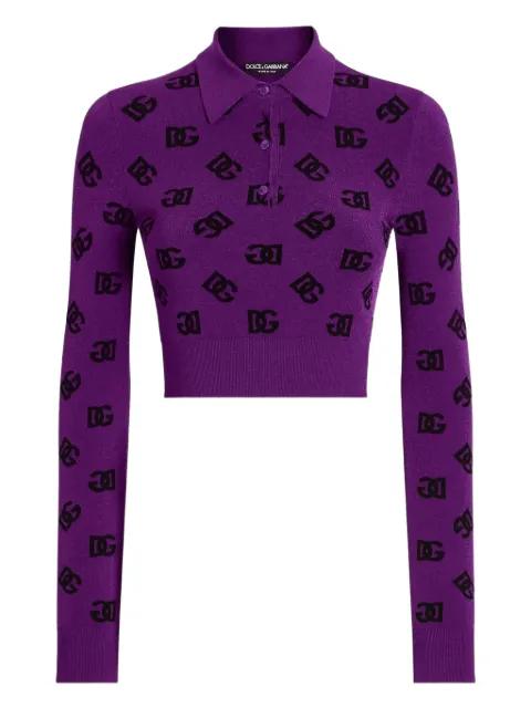 long-sleeved jacquard polo top by DOLCE&GABBANA